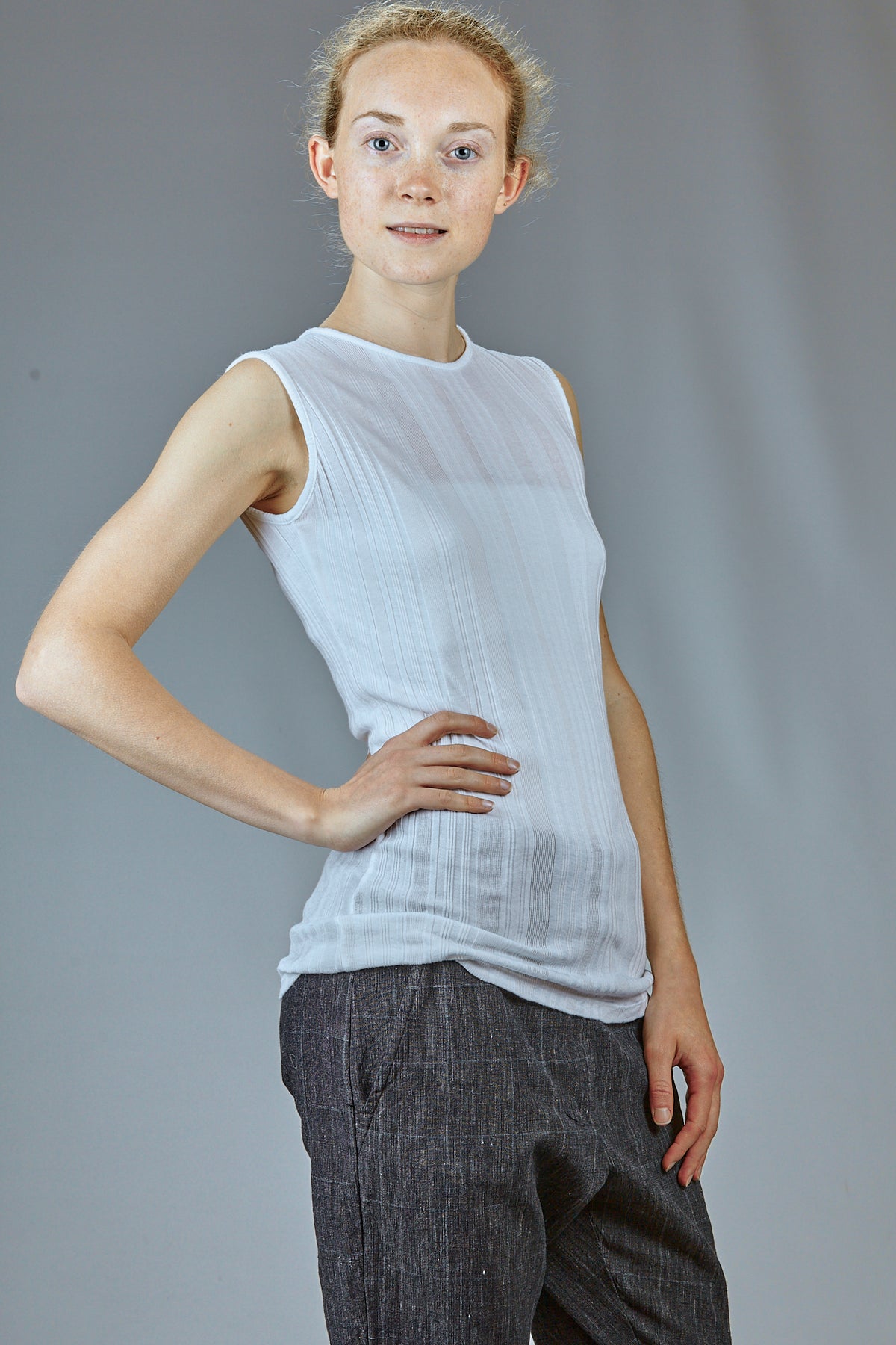 ribbed cotton and modal jersey tank top, fitted