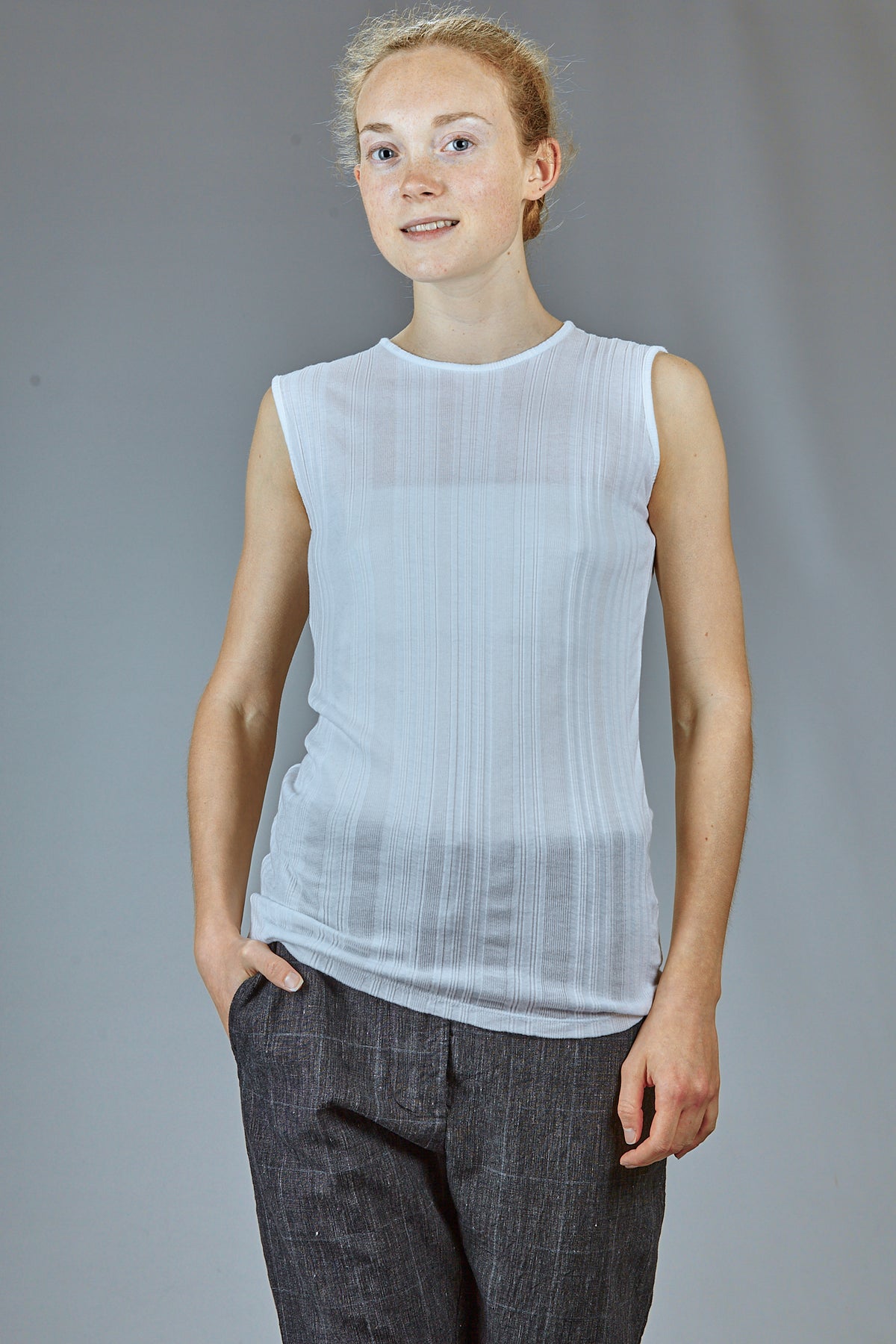 ribbed cotton and modal jersey tank top, fitted