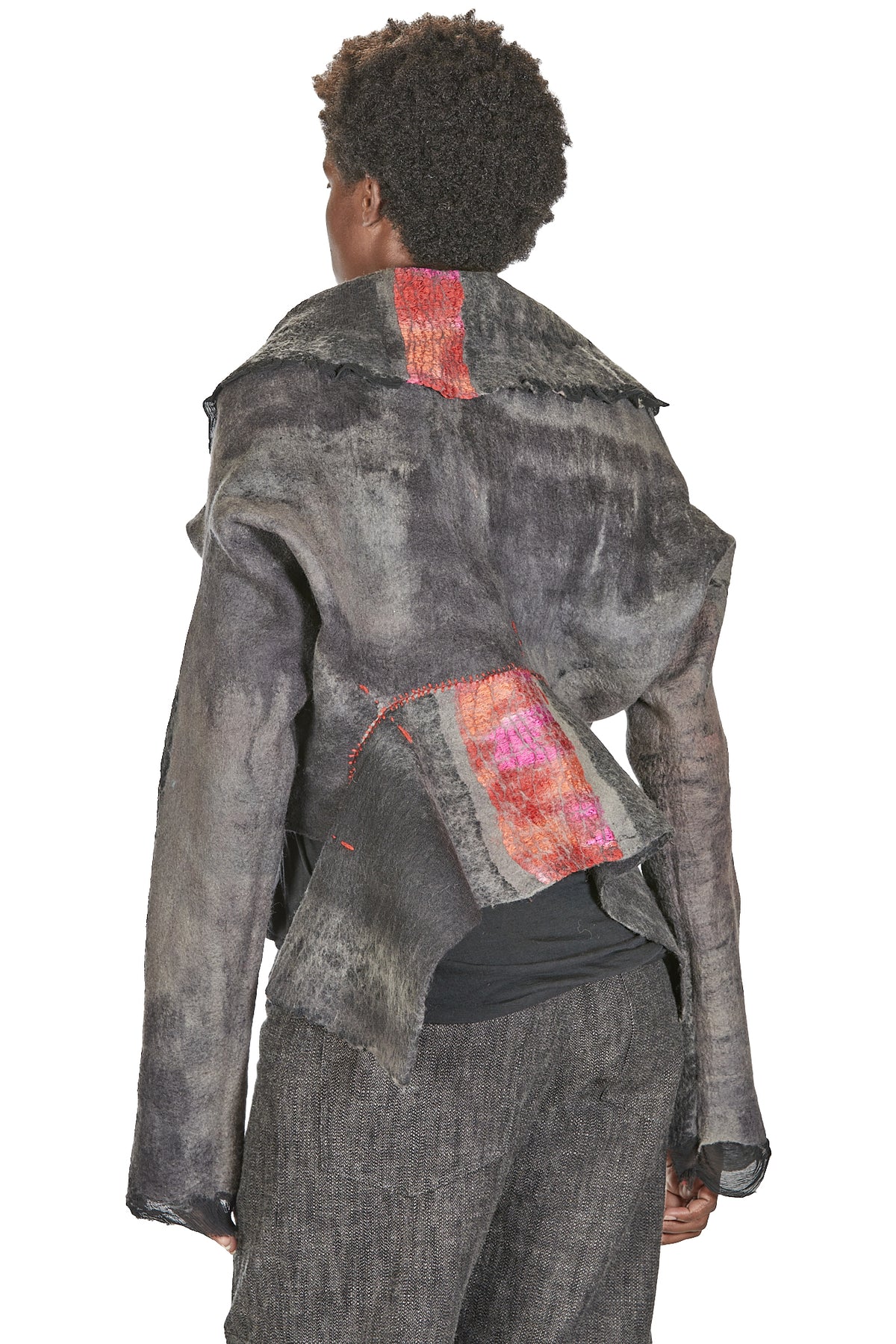 \GESTIONALEimgBeestore29314-1 A IVO MILAN RADICAL FASHION presents AGOSTINA ZWILLING grey and red hand made reversible wool jacket..jpg