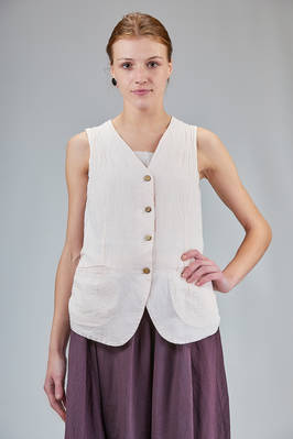 hip-length vest in linen and ramié canvas  - 371