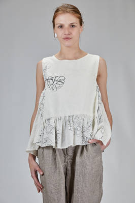 wide hip-length top in washed linen crepe  - 380