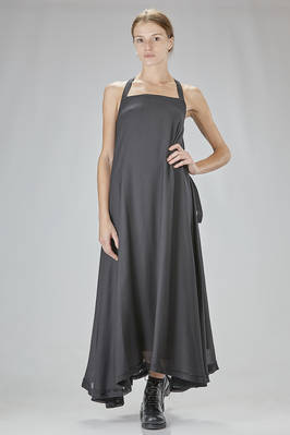 long and wide dress in wool and polyamide gauze, lined with silk twill  - 163