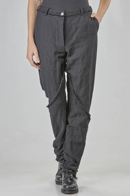 fitted pants in carded, pinstriped, and washed cotton, virgin wool, and metal chevron  - 163