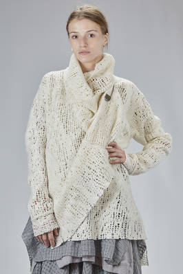 long and wide cardigan in knitted boiled wool and polyamide net  - 163