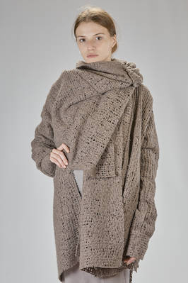 long and wide cardigan in knitted boiled wool and polyamide net  - 163