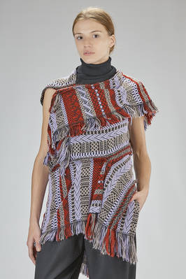 asymmetric, long, and fitted tunic in multicolor wool, mohair, nylon, and acrylic jacquard knit  - 381