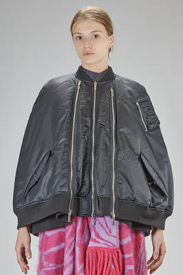 wide bomber jacket in polyester-padded nylon twill with parts in acrylic and wool knit  - 381