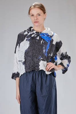 hip-lenght shirt, wide, in printed silk twill  - 195