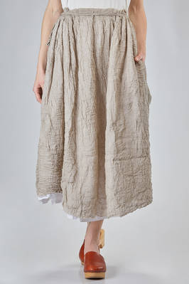 long and wide skirt, doubled in embossed linen and washed cotton  - 195