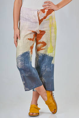printed trousers in light linen  - 360