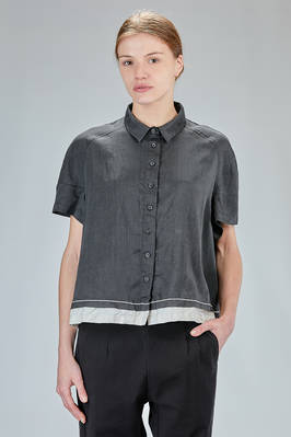 short and wide shirt in bicolor viscose, linen and polyamide satin  - 392