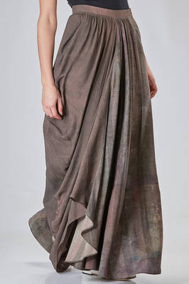 long, wide and asymetric skirt in viscose and cotton twill and viscose canva  - 396