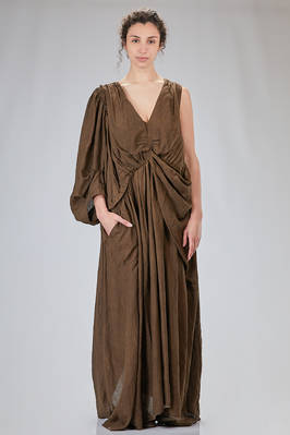 long, wide and asymetric 'sculpture' dress in washed linen tweed  - 396