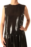pseudo wet look sleeveless t-shirt  - 
