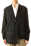 graphic stitches asymmetric oversize jacket  - 