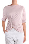 silk diagonal crimping long sleeveless t-shirt  - 