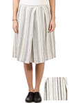 striped linen pleated skirt  - 