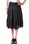 cotton crepe skirt with curved frills hem  - 