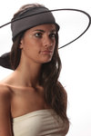 wide brim tulle and silk band hat  - 