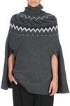 norwegian pattern knit poncho  - 