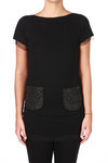 rhinestone detail pockets knit top  - 