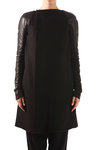 leather sleeve wool coat  - 