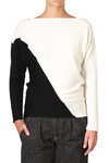 two tones pattern knit sweater  - 