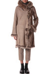 soft lamb skin hooded coat  - 