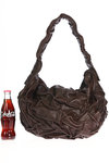 seamed pleats detail leather shoulder bag  - 
