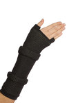 ribbed knit open mittens  - 
