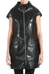 faux leather sleveless coat  - 