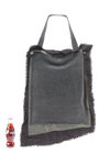 Treated lambskin and raw linen shopping bag  - 