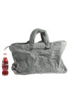 Metal lamina bonded lambskin shapeable tote bag  - 