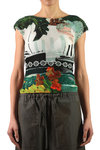Steamship and flowers printed top  - 