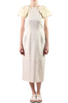 flowers appliqué sleeves sheath dress  - 