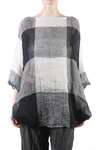 Macro check linen blouse  - 