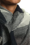 Big check linen gauze shawl  - 
