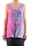 Colour gradations design pleated tank top  - 