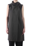 Cotton thick knit hooded long waistcoat  - 