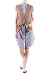 striped  cotton  shirt  with attached cardigan  - 