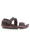 Flat sandal in leather with contrast colour edge  - 