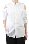 cut out details cotton poplin shirt  - 