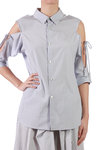 cut out details pinstripe cotton shirt  - 