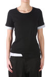 Pinstripe poplin details jersey t-shirt  - 