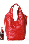 Treated leather shopper shoulder bag  - 