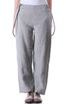 linen trousers with hand-made cashmere braces  - 