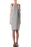 linen dress with hand-made cashmere straps  - 