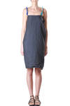 linen dress with hand-made cashmere straps  - 