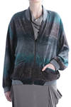 hand dye silk bomber jacket  - 