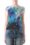 pleated top in multicolor mosaic pattern  - 